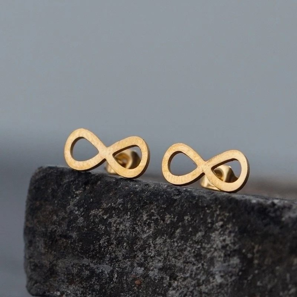 Infinity‎ Earrings Stainless Steel Gold Tone Earrings Minimalist Jewelry